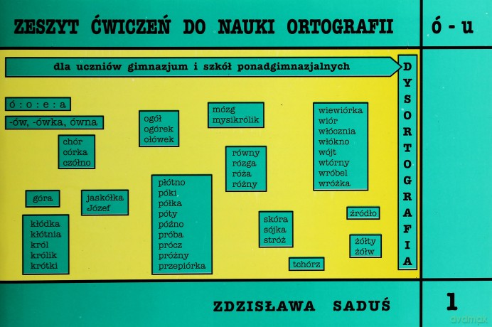 Dysortografia Gimnazjum i LO klasa 1-3 zeszyt ćwiczeń do nauki ortografii zeszyt 1 Ó-U [KSIĄŻKA]