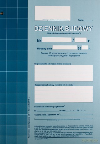 Dziennik budowy A4