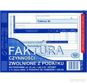 Faktura czynności - Zwolnienie z podatku A5