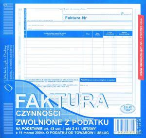 Faktura Czynności zwolnione z podatku 2/3 A4 198-2E