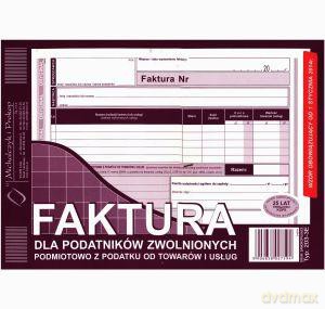 Faktura dla podatników zwolnionych podmiotowo z podatku od towarów i usług