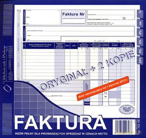 Faktura VAT 2/3 A4 102-XE pełne + 2 kopia