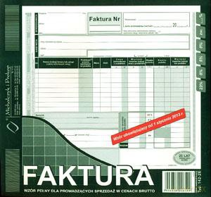 Faktura VAT 2/3 A4 142-2E brutto