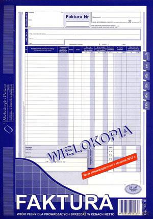 Faktura VAT A4 100-1E Wielokopia