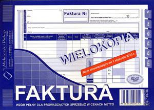 Faktura VAT A5 100-3E Wielokopia