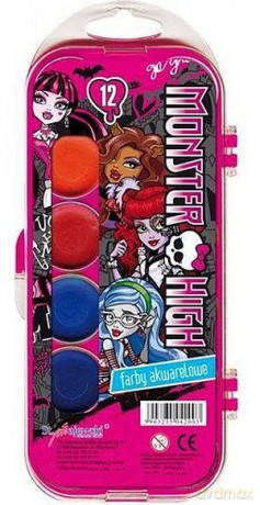 Farby akwarelowe 12 kolorów Monster High