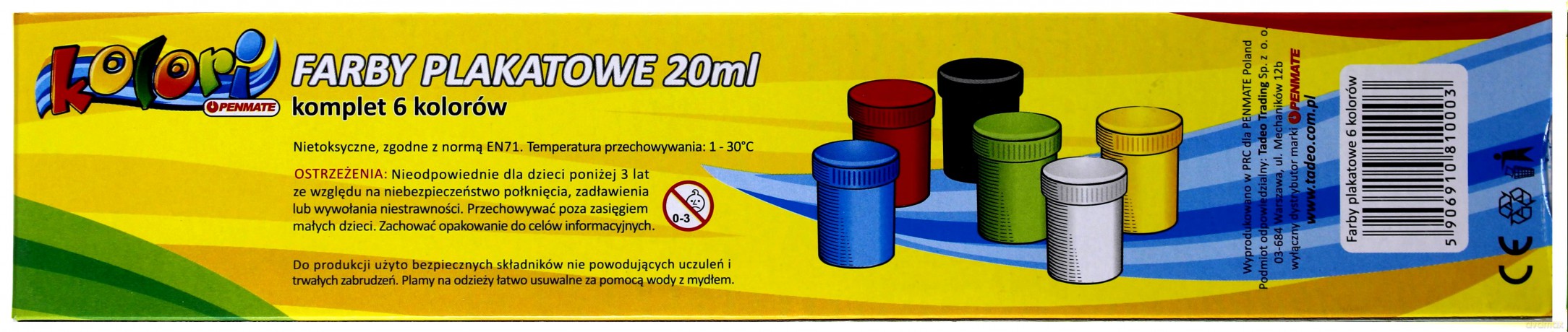 Farby plakatowe 6 kolorów 20 ml
