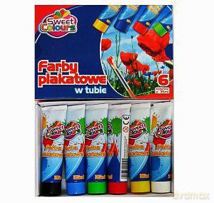 Farby plakatowe w tubie 6 kolorów 35 ml