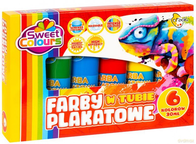 Farby plakatowe w tubie 6 kolorów 35 ml
