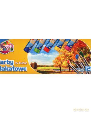 Farby plakatowe w tubkach 12 kolorów