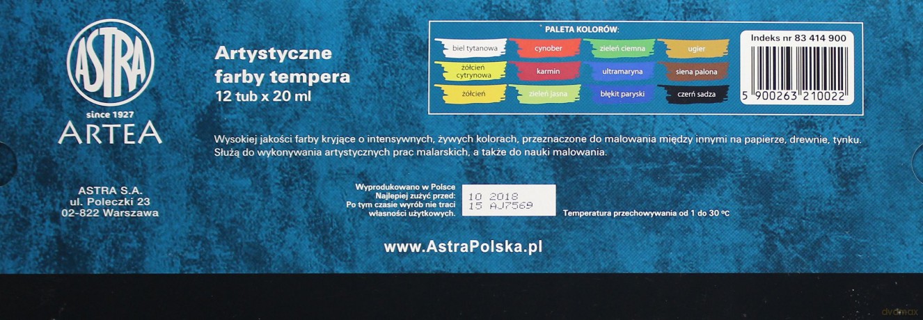 Farby tempera 12 kolorów/20 ml