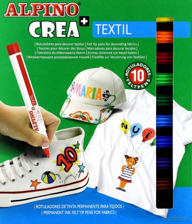 Flamastry 10 kolorów CREA+ Textil