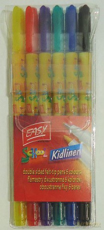 Flamastry dwustronne 6 kolorów