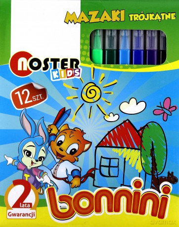 Flamastry trójkątne Bonnini 12 kolorów