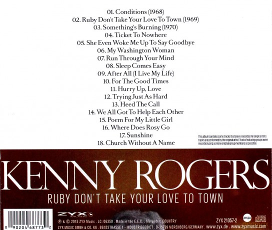 Kenny Rogers: Ruby Dont Take Your Love To Town [CD]