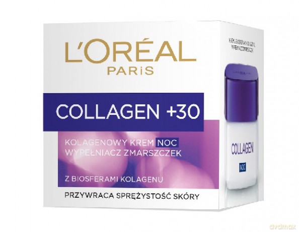 LOreal Collagen Krem na Noc wypełniacz zmarszczek 30+