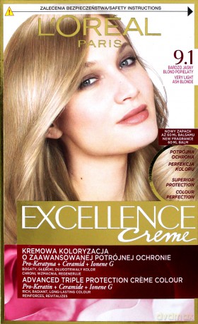 LOreal Excellence Creme Krem koloryzujący 9.1 bardzo jasny blond popielaty