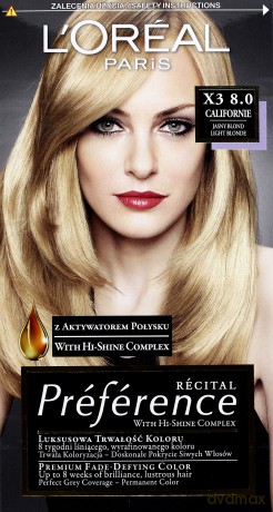 LOreal Farba Recital Preference X3 Californie (8.0)
