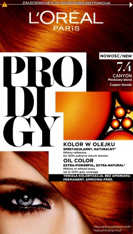 LOreal Prodigy 5 Farba do włosów 7.40 Cynober-miedziany blond