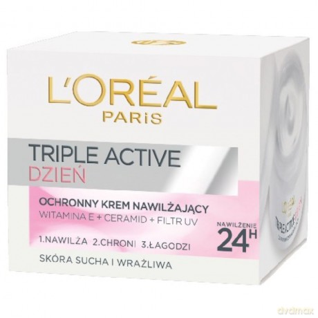 LOreal Triple Active Krem na Dzień nawilżająco ochronny do cery suchej i wrażliwej