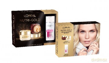 LOreal Zestaw prezentowy Nutri Gold (krem na Dzień 50ml+krem na noc 50ml+Płyn micelarny Ideal Soft 200ml)