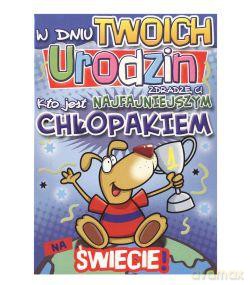 Karnet kukartka "W dniu Twoich urodzin zdradzę Ci kto jest najfajniejszym chłopakiem..." PP-1544