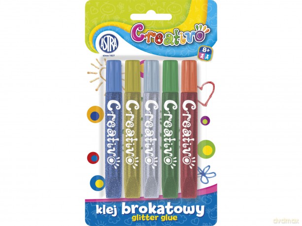 Klej brokatowy w tubce 5 kolorów