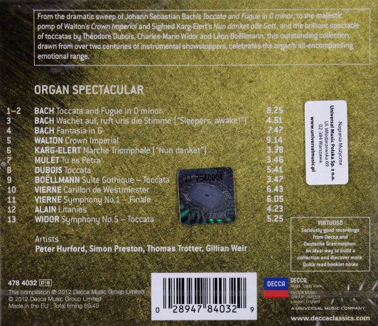 Organ Spectacular (Virtuoso) [CD]