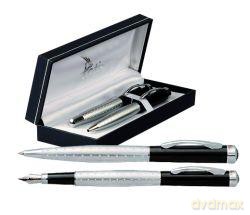 Komplet pióro i długopis w etui srebrne KK471-PDV