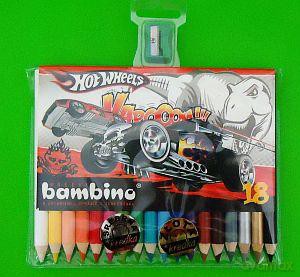 Kredki Bambino 18 kolorów w drewnie Hot Wheels