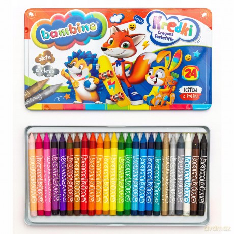 Kredki Bambino 24 kolory w metalowym pudełku