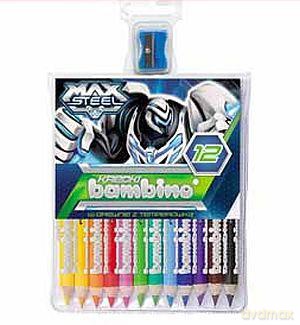 Kredki Bambino z temperówką 12 kolorów Max Steel