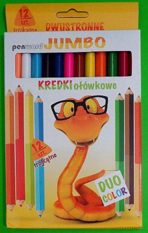 Kredki ołówkowe 12 kolorów Jumbo trójkątne bicolor