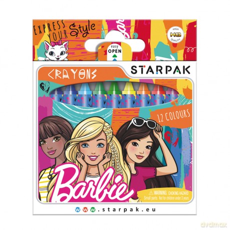 Kredki woskowe 12 kolorów Barbie