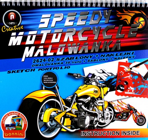 Malowanka Speedy Motorcycle z szablonami i naklejkami [KSIĄŻKA]
