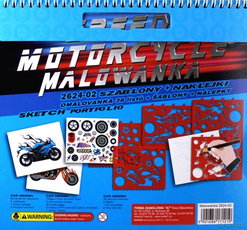 Malowanka Speedy Motorcycle z szablonami i naklejkami [KSIĄŻKA]