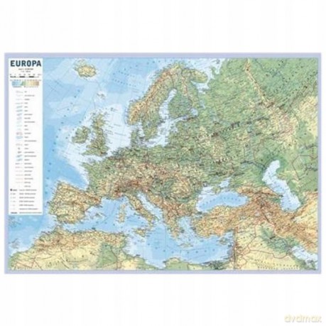 Mapa ścienna Europa w skali 1: 10 000 000 fizyczno-polityczna