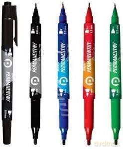 Marker permanentny czerwony 2 okrągłe końcówki