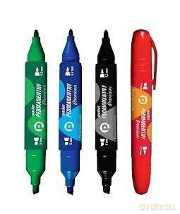 Marker permanentny zielony 2 ścięte końcówki