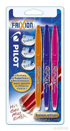 Pióro kulkowe Frixion ball 3 szt. rózowy, lazurowy, fioletowy na blistrze