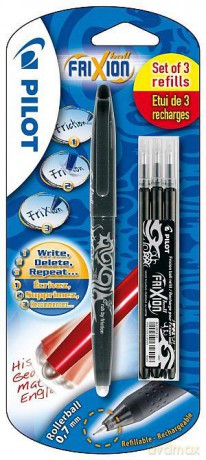 Pióro kulkowe Frixion ball czarny + 3 wkłady na blistrze