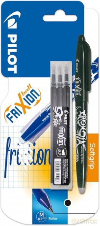 Pióro kulkowe Frixion ball czarny + 3 wkłady na blistrze