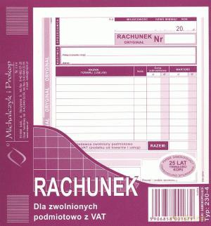 Rachunek 2/3 A5 dla zwolnionych z VAT 230-4