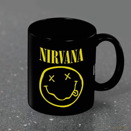 Nirvana: Nirvana (Smiley) Black Pod Mug