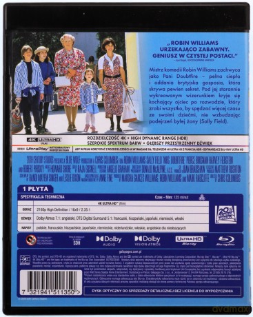 Pani Doubtfire [Blu-Ray 4K]