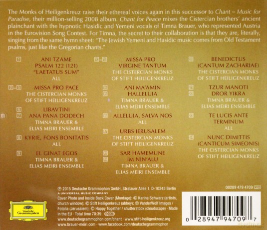 Cistercian Monks Of Stift Heiligenkreuz: Chant For Peace [CD]