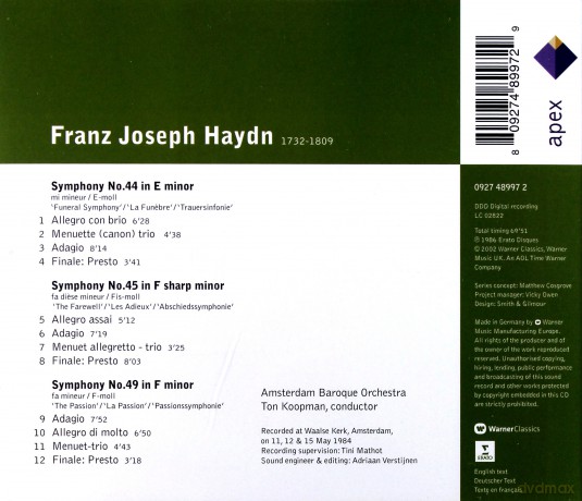 Abo/Koopmann: Abo/Koopmann: Hayd: Symphonies 44,45&49 [CD]