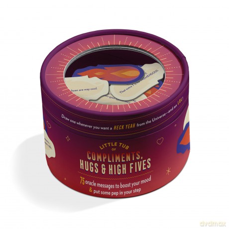 Knock Knock Compliments, Hugs & High Fives Oracle Tub: 75 Oracle Message Cards to Boost Your Mood & Put Some Pep in Your Step [KARTY]