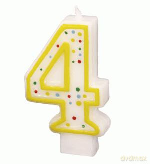 Świeczka cyfra z kropkami "4"
