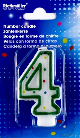 Świeczka cyfra z kropkami "4"